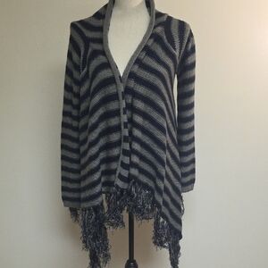 Jessie Blu Striped Navy and Gray Women's Sweater #85